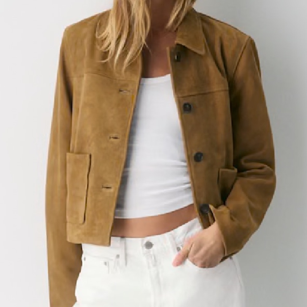 Aritzia Suede Jacket in Camel Brown
